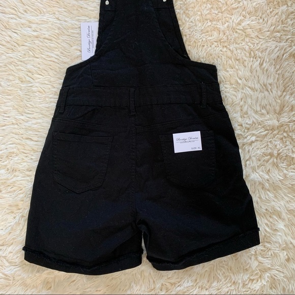Prestige Denim NWT Destroyed Black Short Overalls - Picture 7 of 12